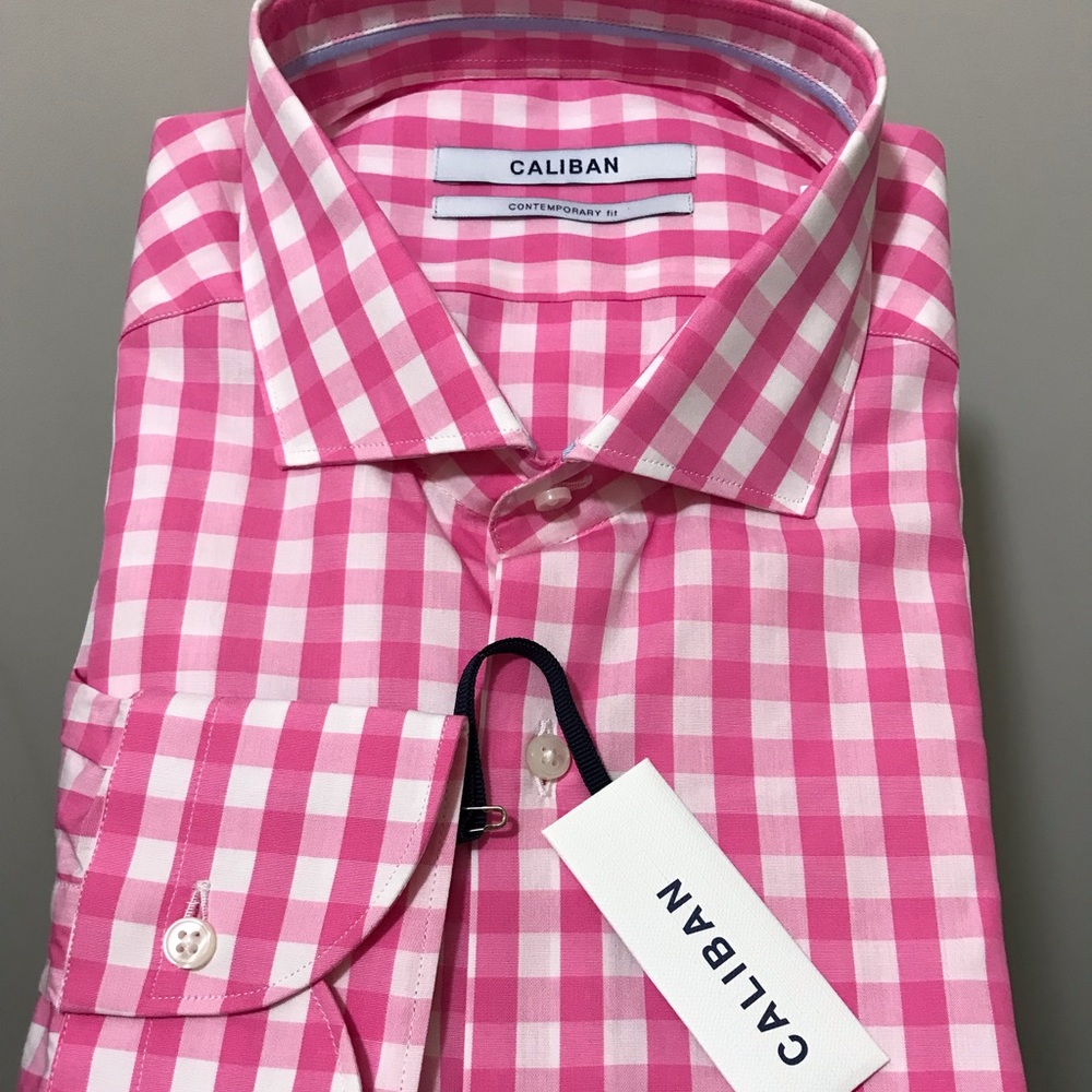 Caliban Italian luxury beautiful shirt L, 52/42US 16.5, NWT$395
